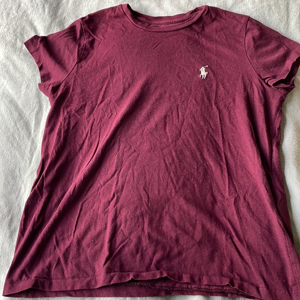 Women’s Ralph Lauren Burgundy tee. Size small.
